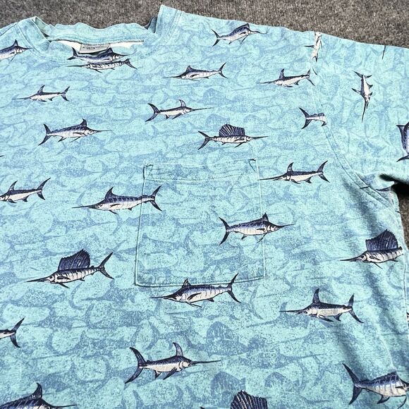 Vintage Blue Water Shirt Mens 3XL Blue Marlin Fish Fishing All Over XXXL - Picture 2 of 15